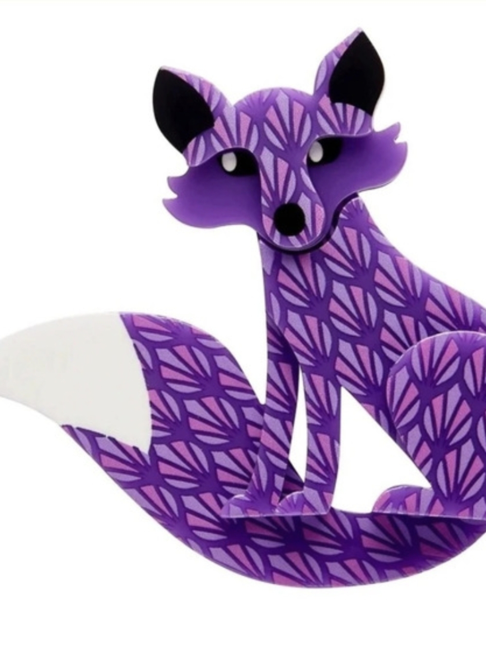 Erstwilder Frond Fox Brooch Purple & White
